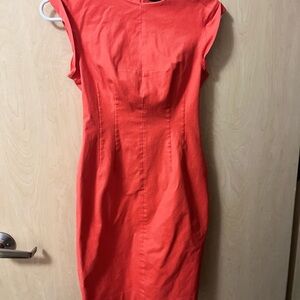 Banana Republic Orange Sheath Midi Dress Mock Neck